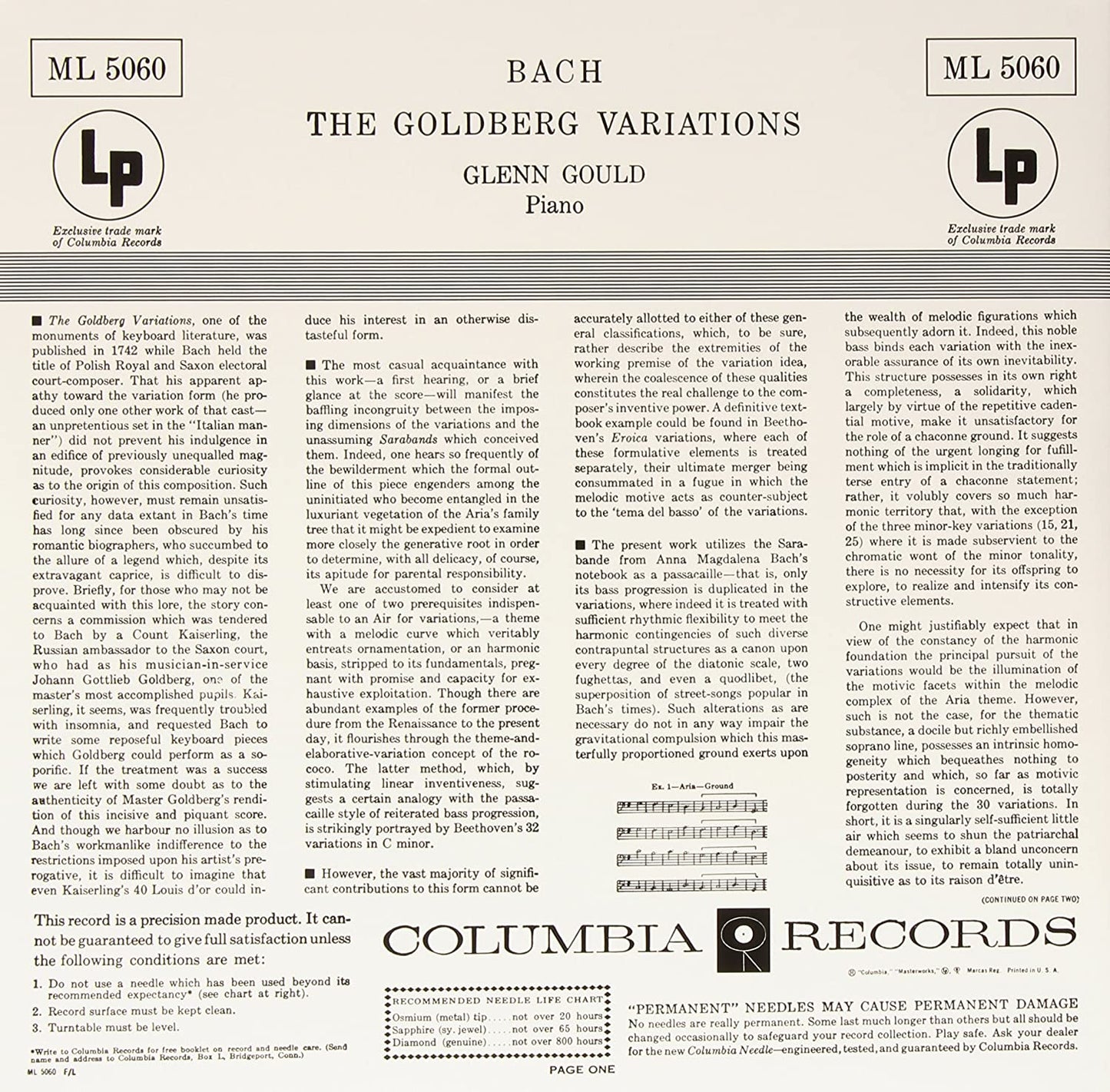 Gould, Glenn/Bach: Goldberg Variations [LP]