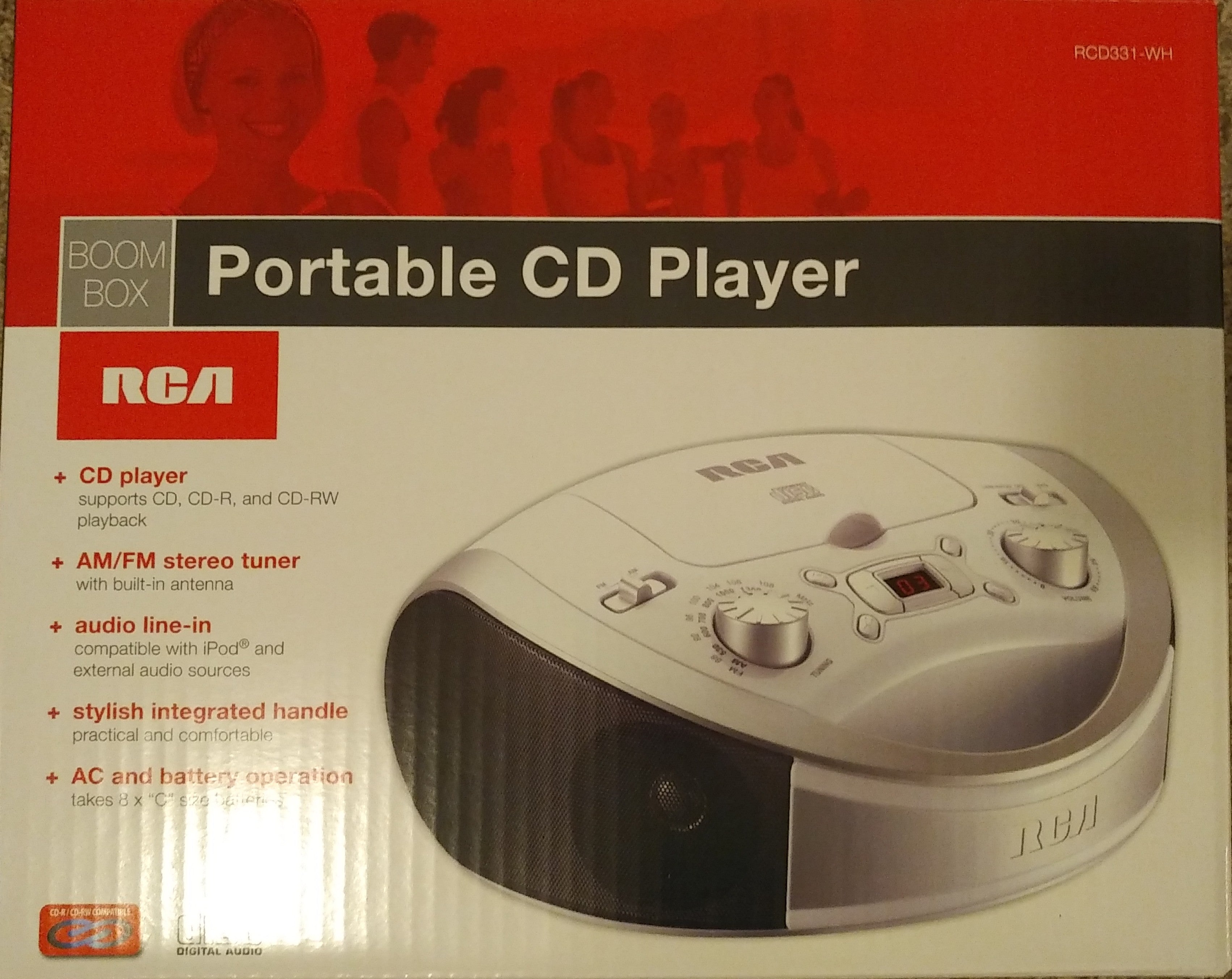 RCA AM/FM Portable Boombox w/ CD-R/RW Player MP3 Input Base Boost Model  #RCD160 44319503838