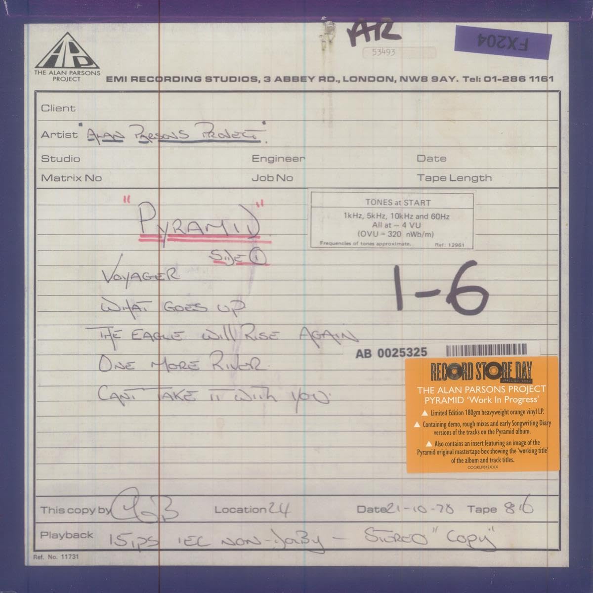 Alan Parsons Project, The/Pyramid: Work In Progress (Orange Vinyl) [LP]