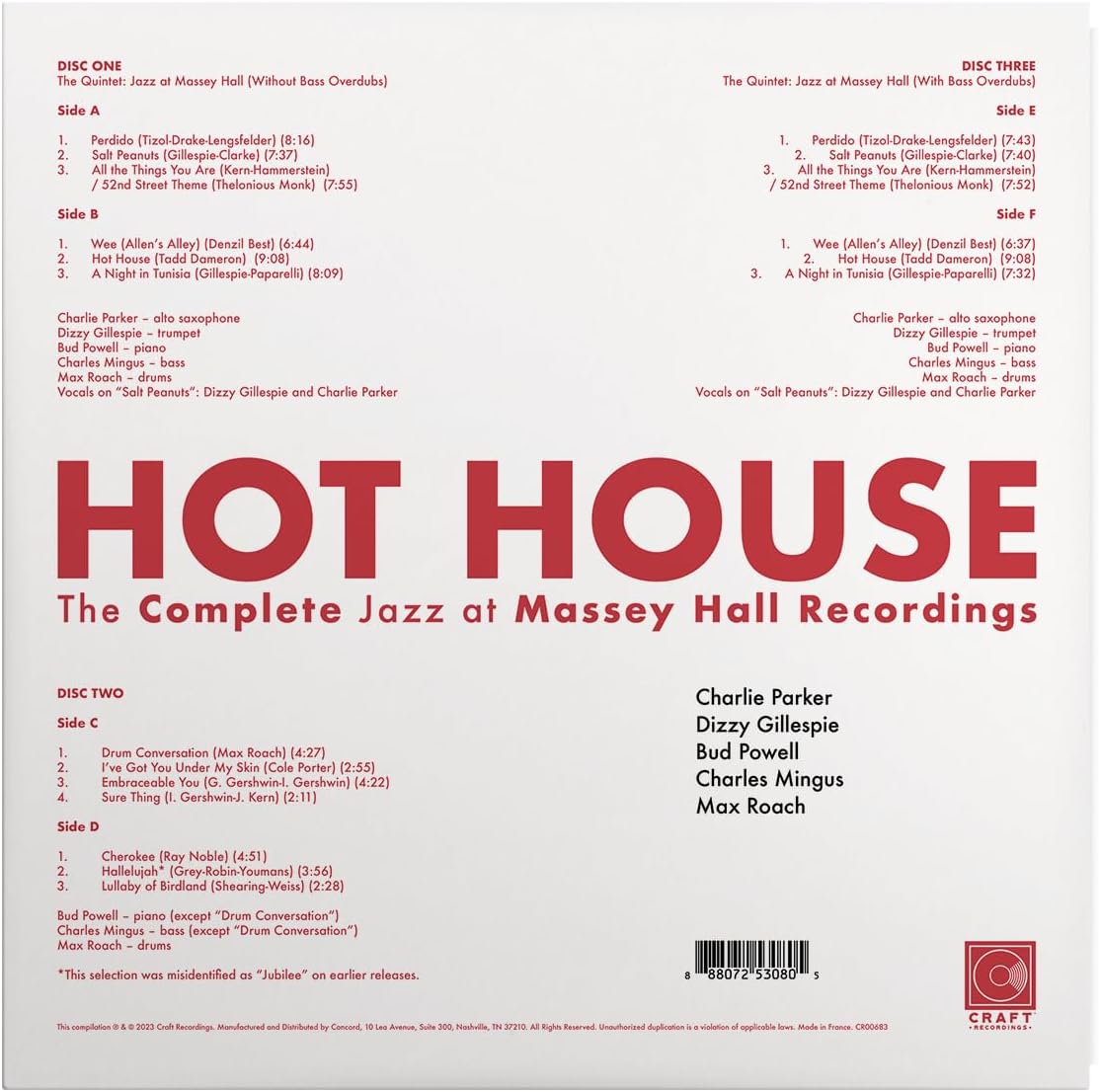 Various Artists/Hot House: The Complete Jazz At Massey Hall Recordings (3LP) [LP]