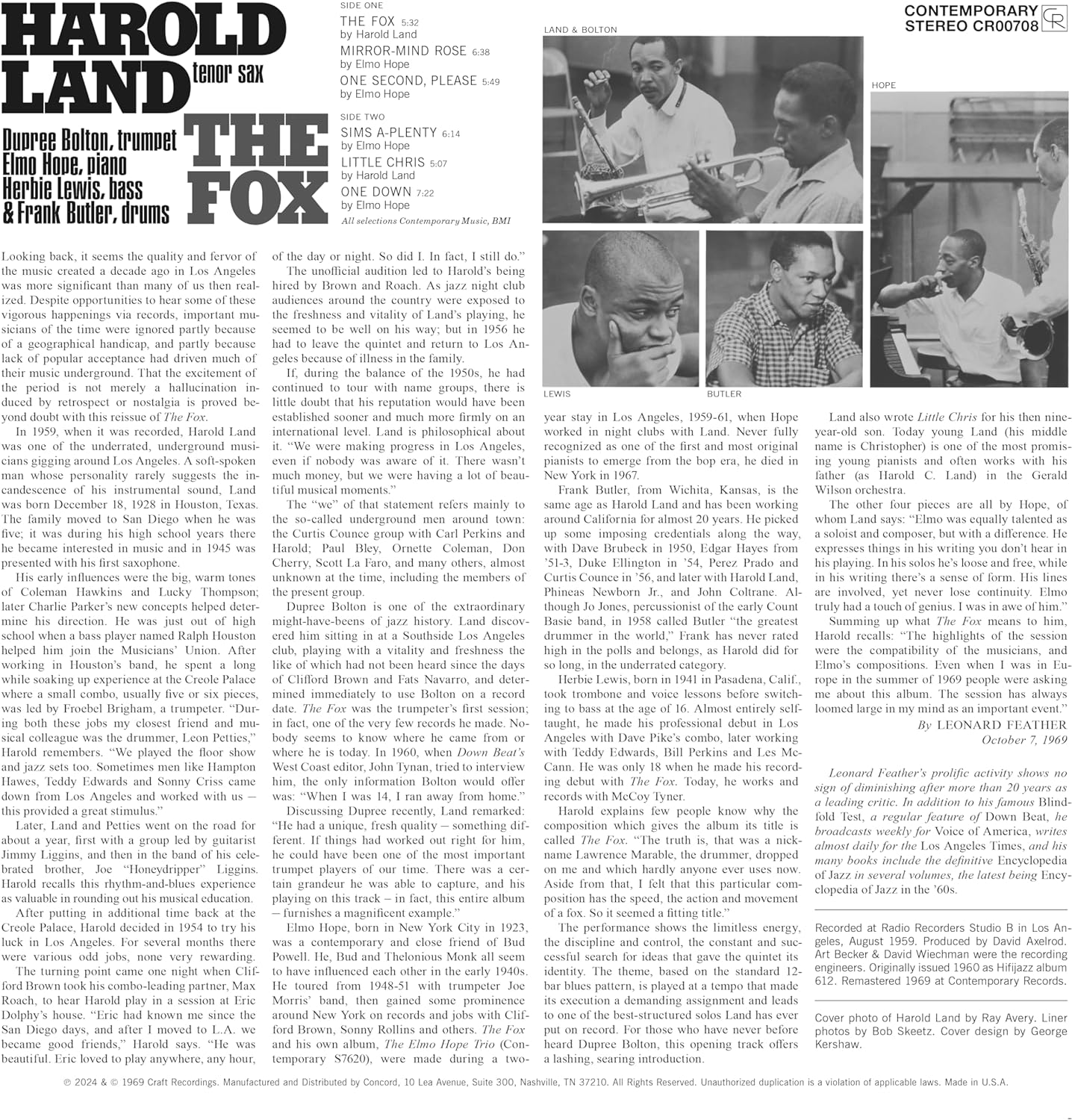 Land, Harold/The Fox (Contemporary Records Acoustic Sounds Series) [LP]