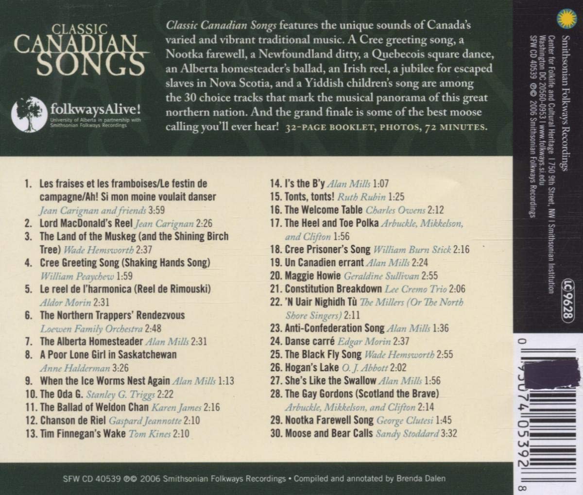 Various Artists/Classic Canadian Songs From Smithsonian Folkways [CD]