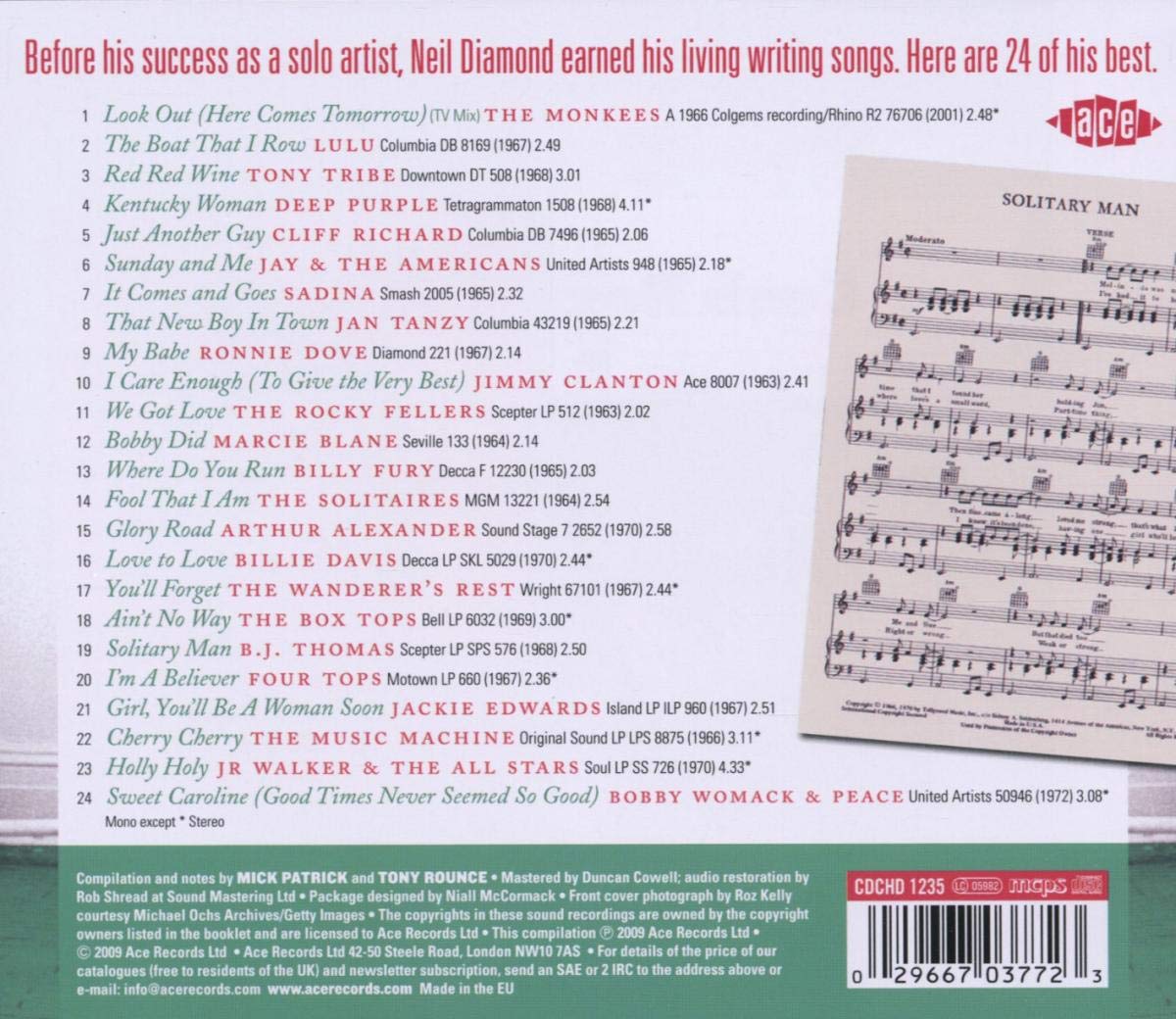 Various Artists/Solitary Man: Early Songs Of Neil Diamond [CD]