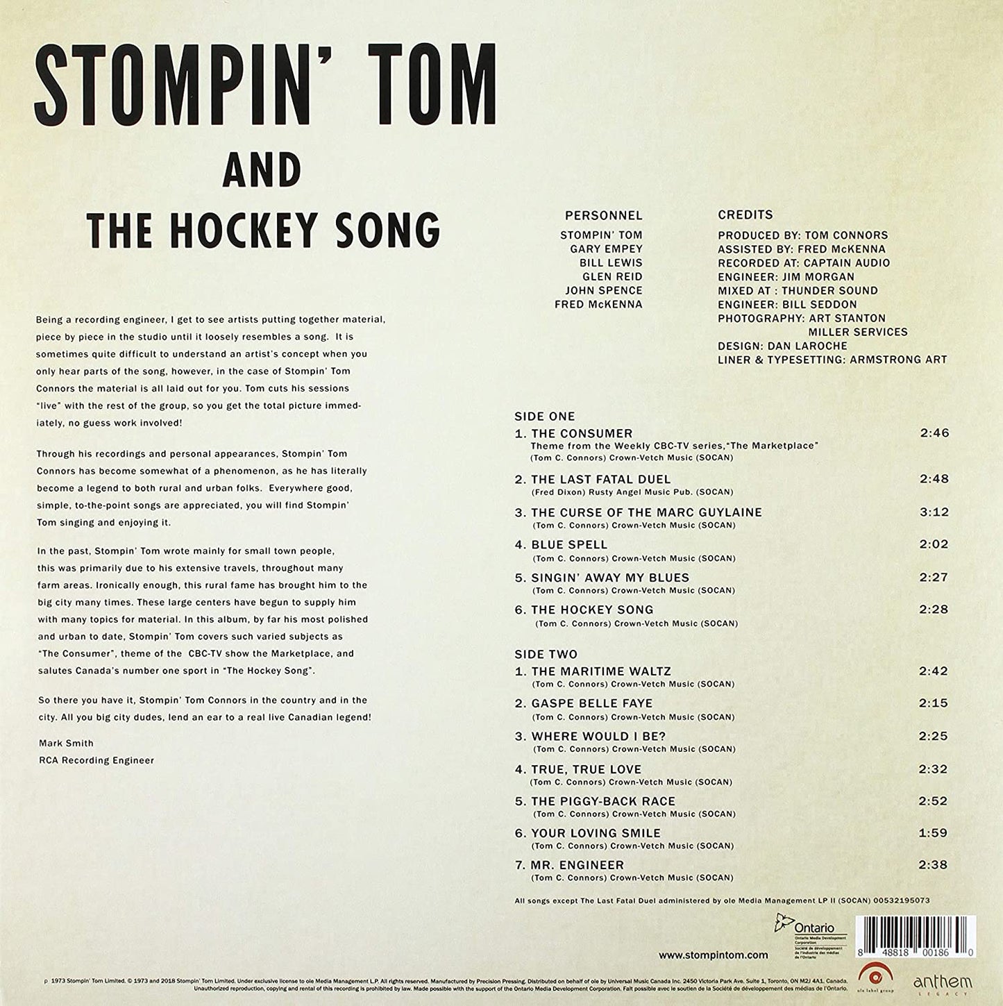 Stompin' Tom Connors/Stompin' Tom And The Hockey Song [LP]