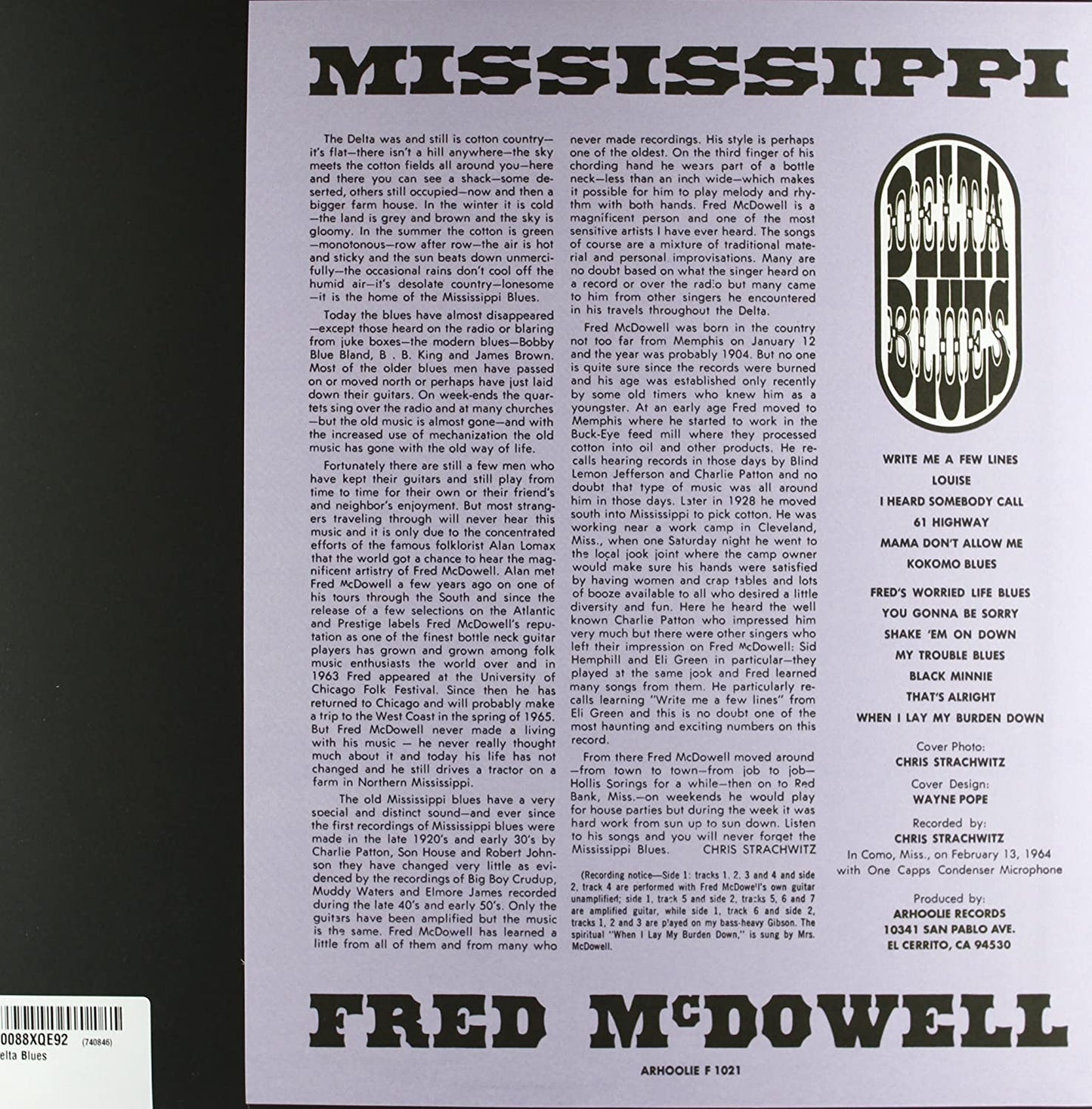 McDowell, Mississippi Fred/Delta Blues [LP]