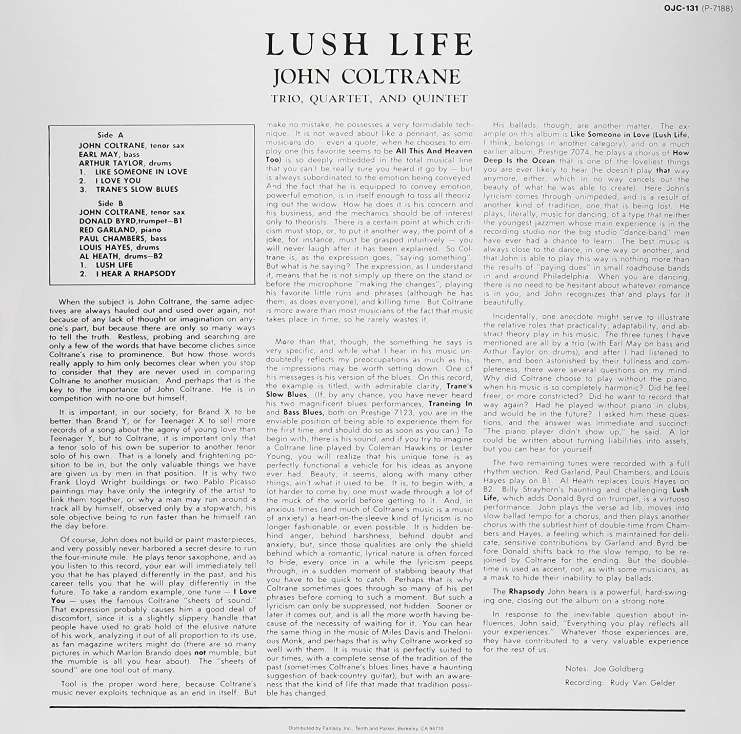 Coltrane, John/Lush Life [LP]