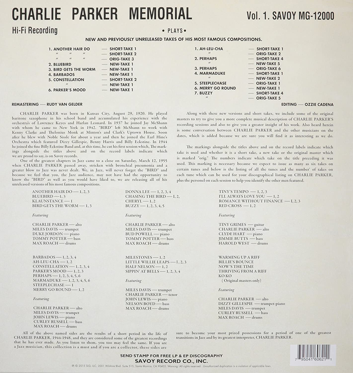 Parker, Charlie/Memorial [LP]