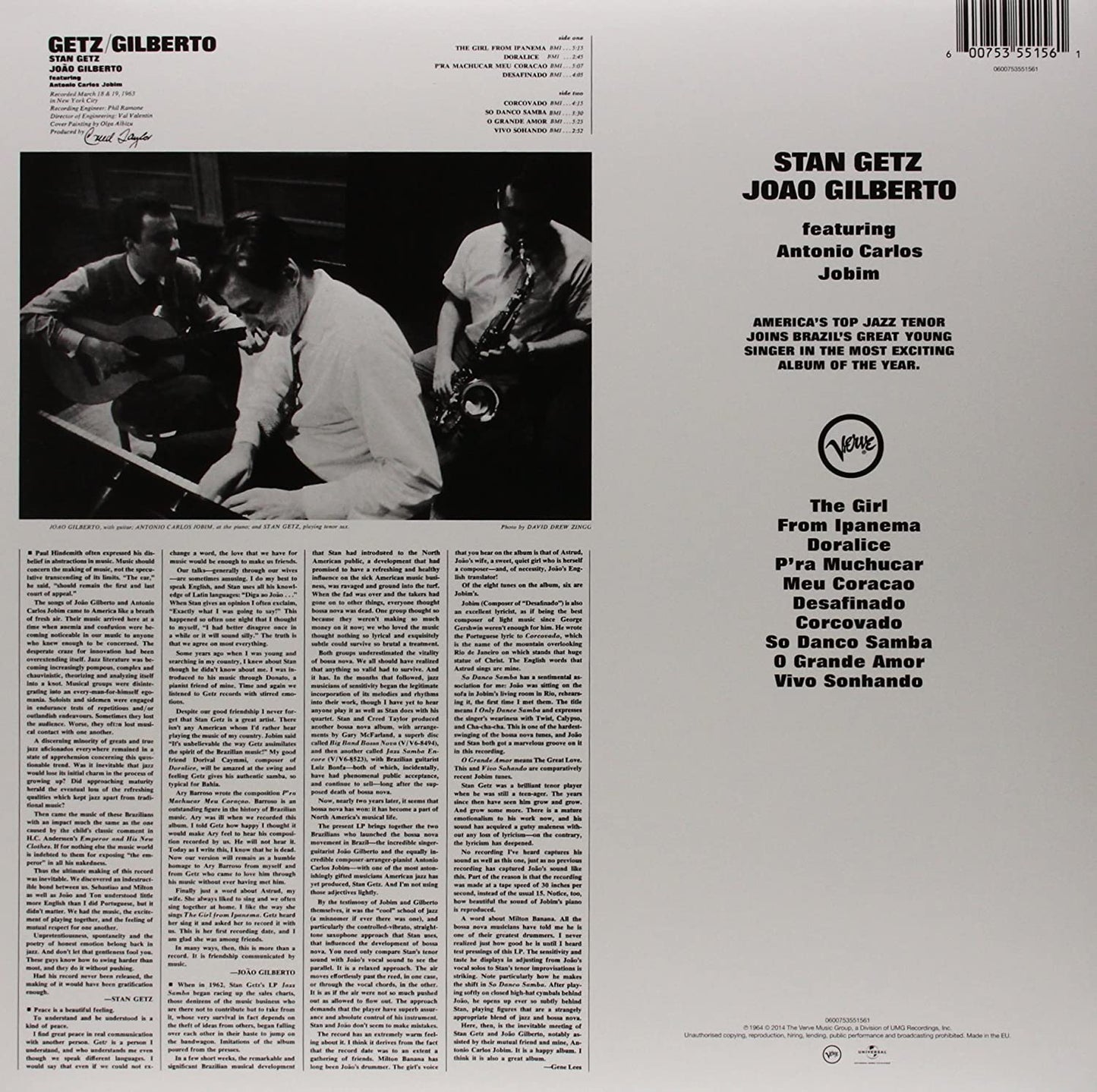 Getz, Stan & Joao Gilberto/Getz/Gilberto [LP]
