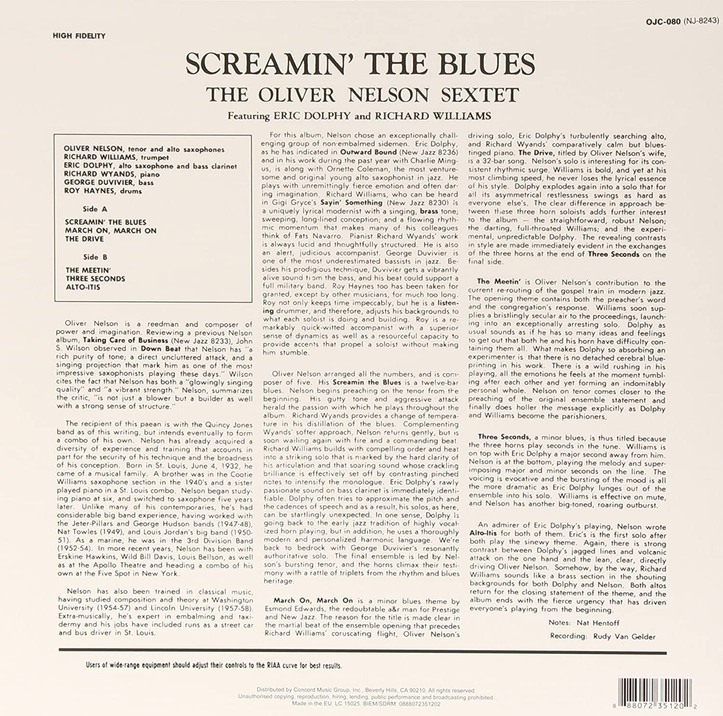 Nelson, Oliver/Screamin' the Blues [LP]