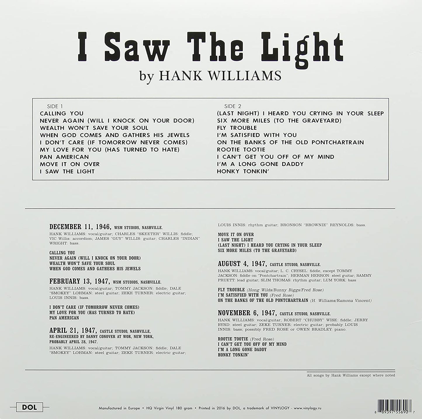 Williams, Hank/I Saw The Light [LP]