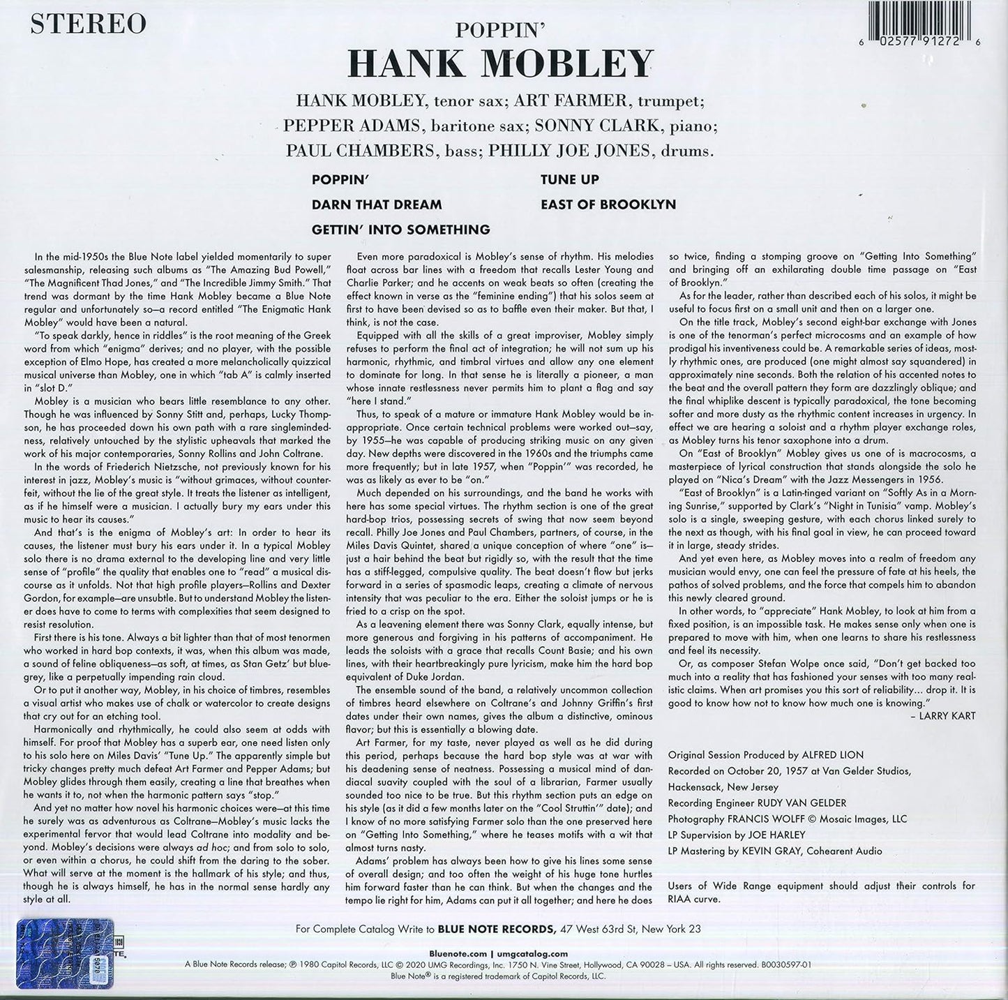 Mobley, Hank/Poppin' (Blue Note Tone Poet) [LP]